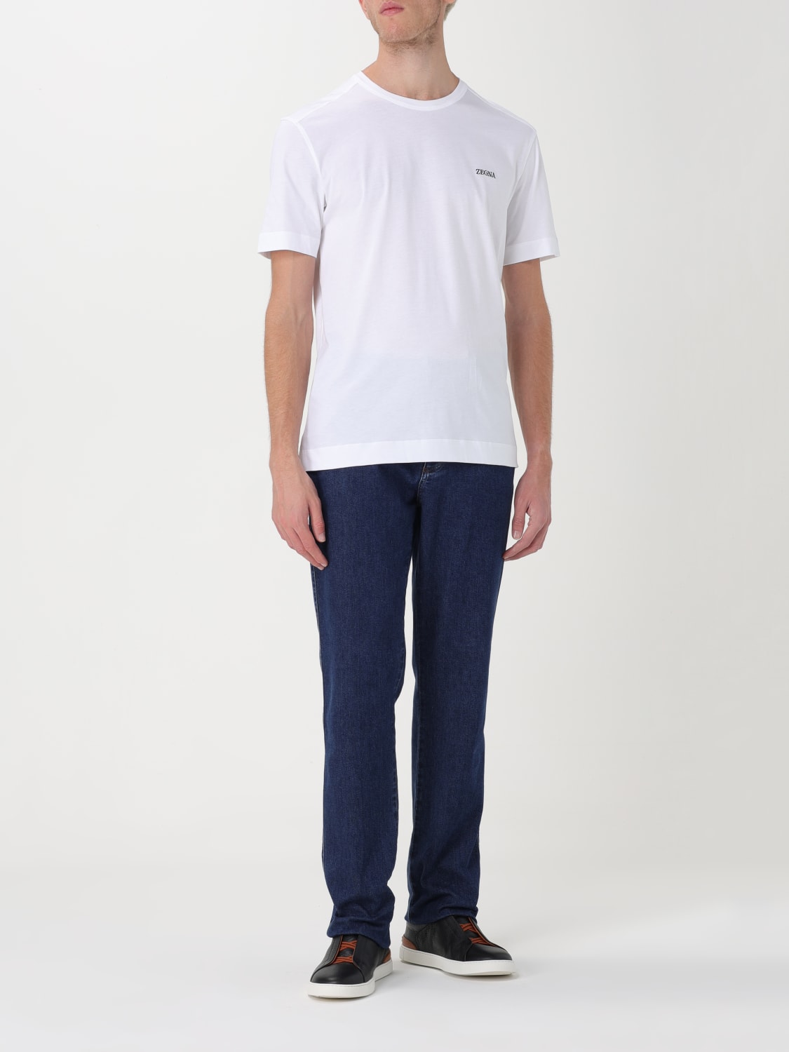 ZEGNA T-SHIRT: Zegna cotton T-shirt with embroidered logo, White - Img 2