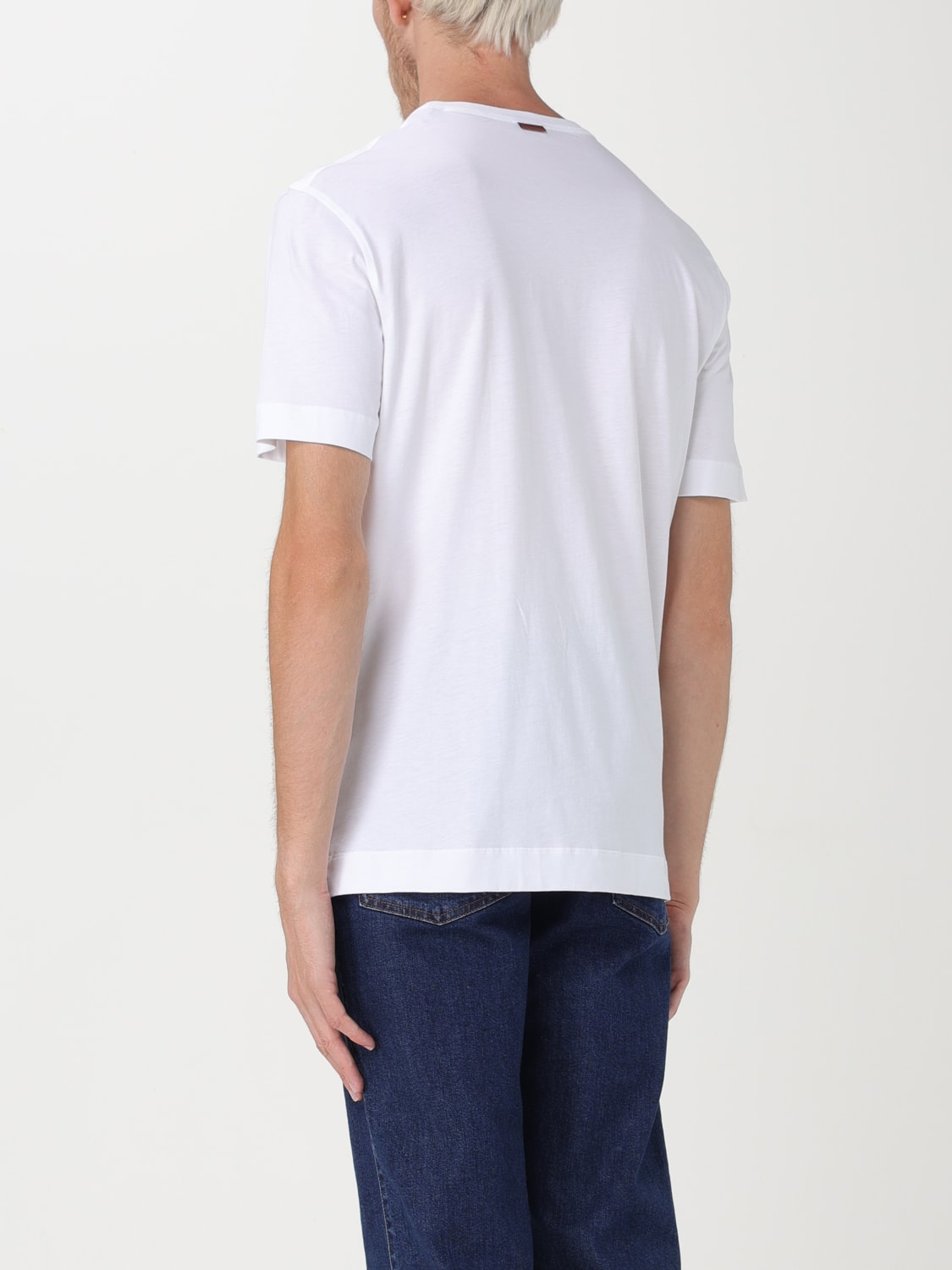 ZEGNA T-SHIRT: Zegna cotton T-shirt with embroidered logo, White - Img 3