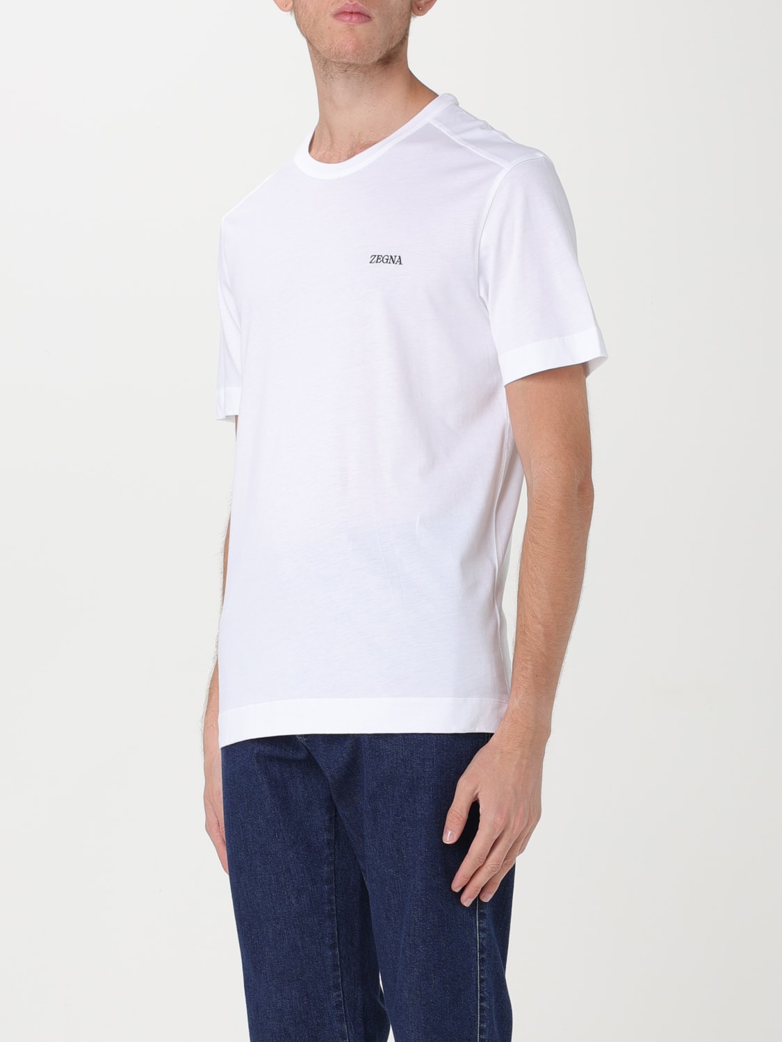 ZEGNA T-SHIRT: Zegna cotton T-shirt with embroidered logo, White - Img 4