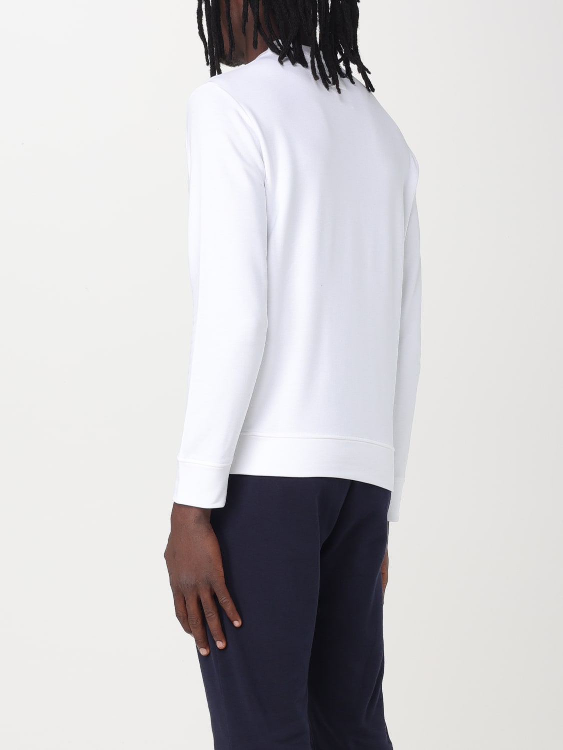 EMPORIO ARMANI FELPA: Felpa Emporio Armani in jersey con stampa logo, Bianco - Img 2