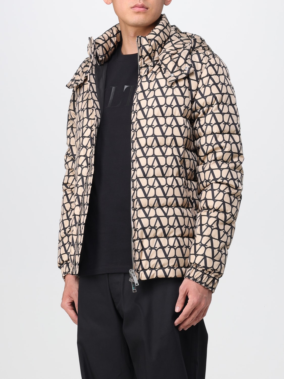 VALENTINO JACKET: Valentino down jacket in nylon with Toile Iconographe print, Beige - Img 4