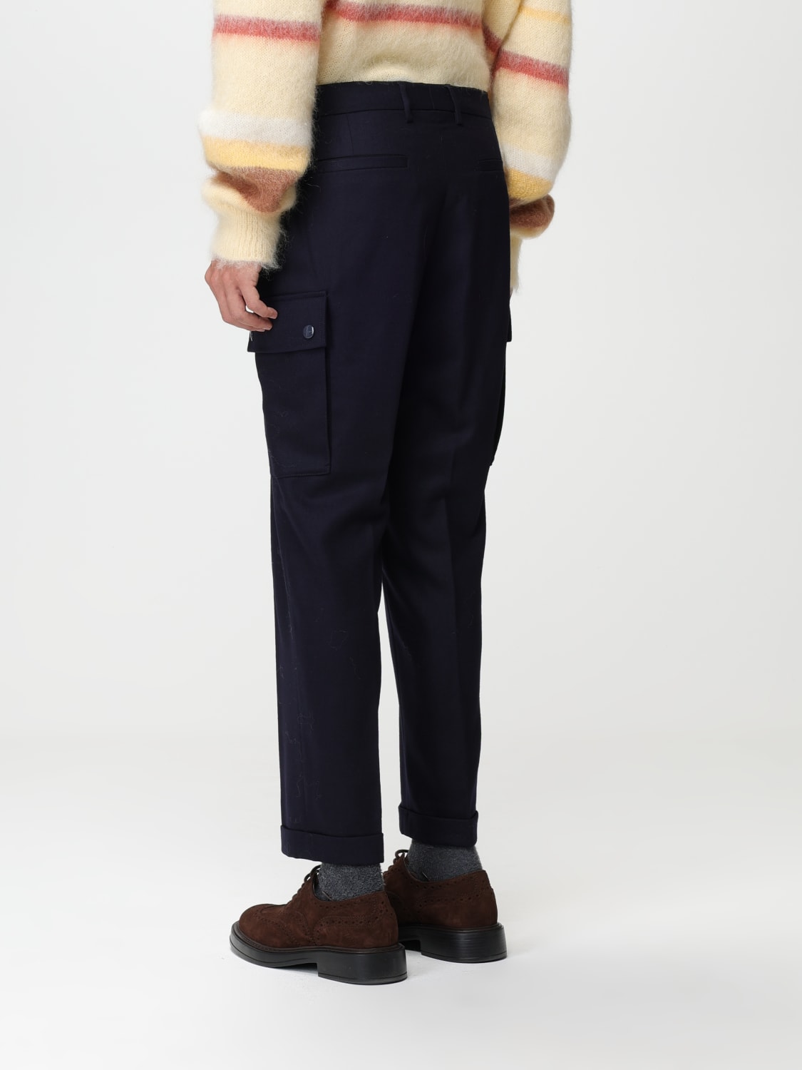 ETRO PANTS: Etro cargo pants in stretch wool, Blue - Img 2