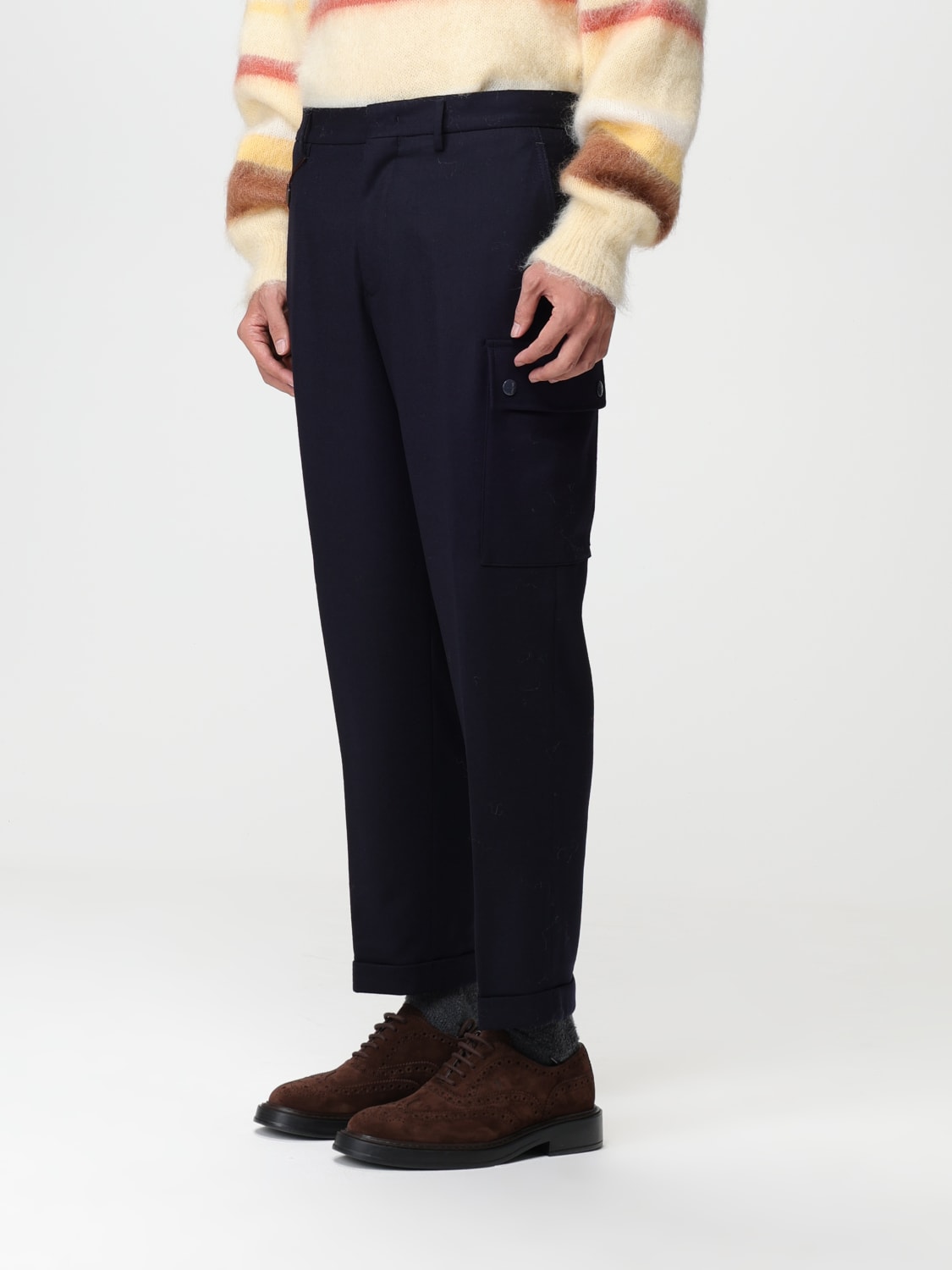 ETRO PANTS: Etro cargo pants in stretch wool, Blue - Img 3