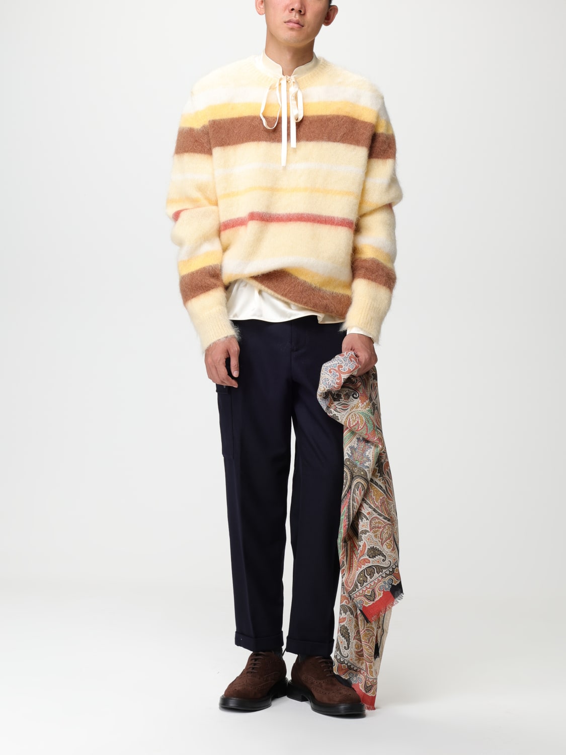 ETRO PANTS: Etro cargo pants in stretch wool, Blue - Img 5