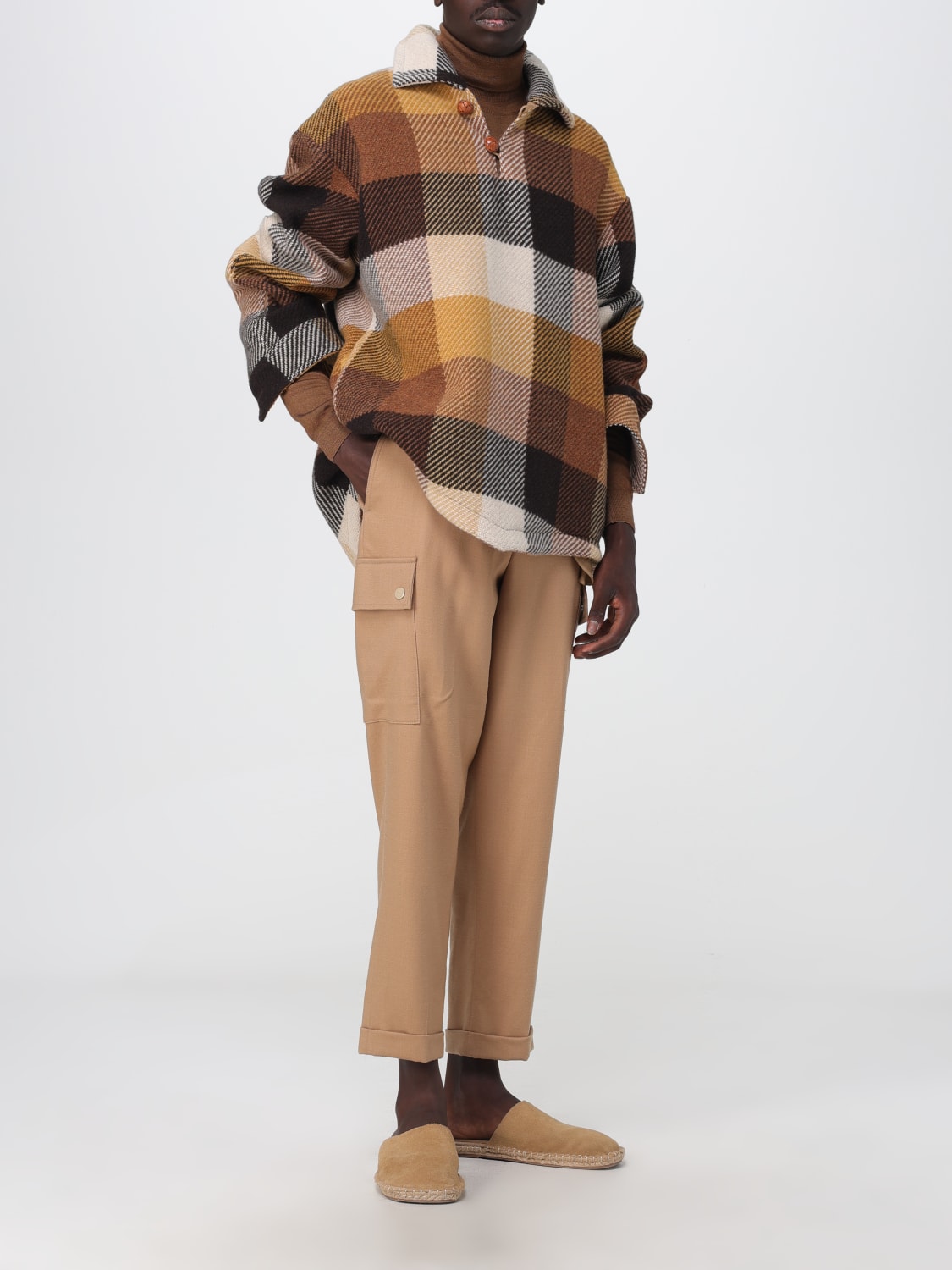 ETRO PANTS: Etro cargo pants in stretch wool, Beige - Img 2