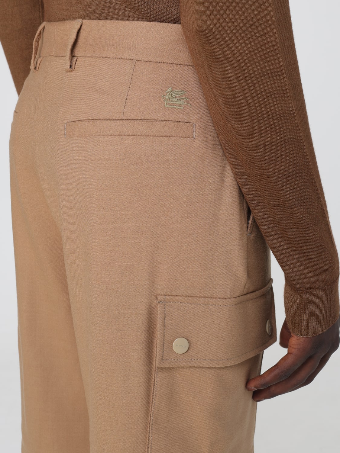ETRO PANTS: Etro cargo pants in stretch wool, Beige - Img 5