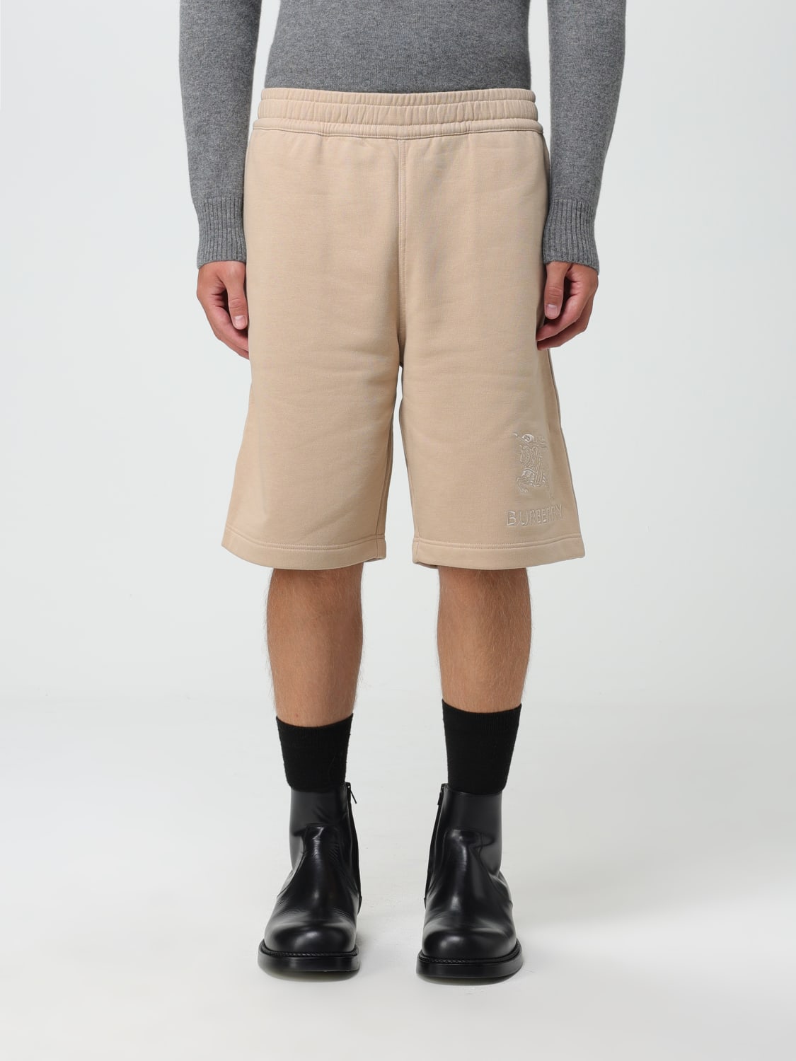 BURBERRY: cotton shorts with EKD embroidery - Beige BURBERRY: cotton shorts with EKD embroidery - Beige