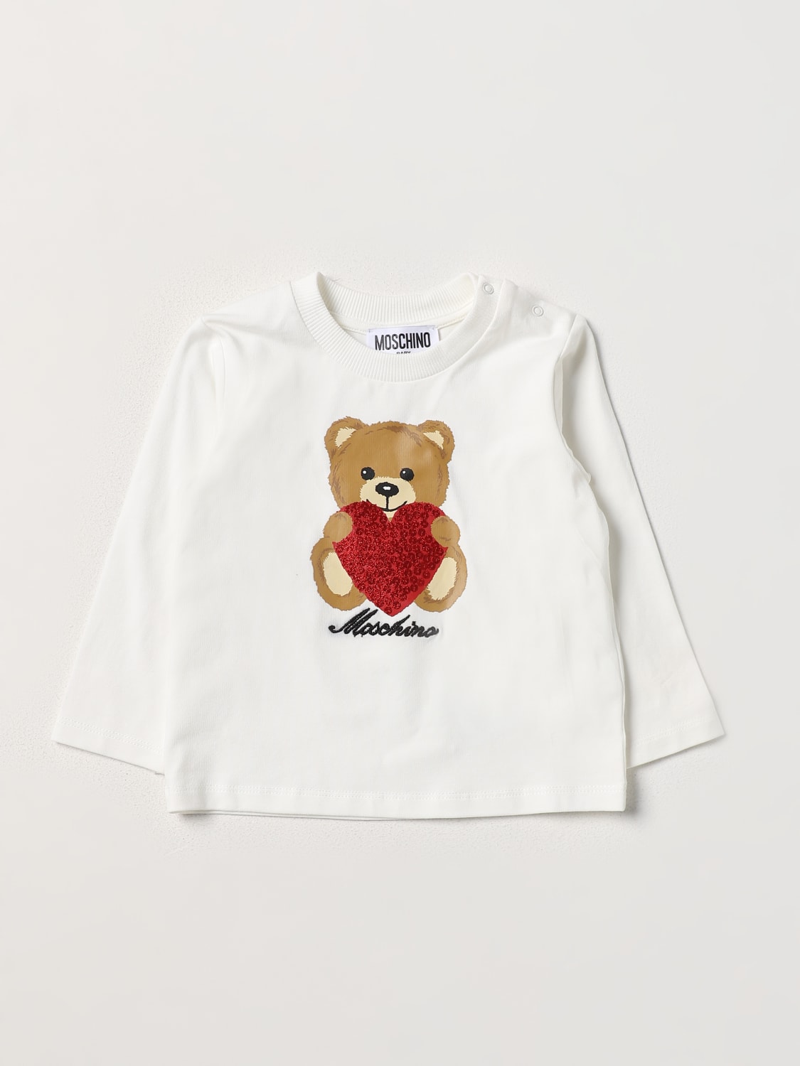 MOSCHINO T-SHIRT: T-shirt kinder Moschino Baby, Cream - Img 1