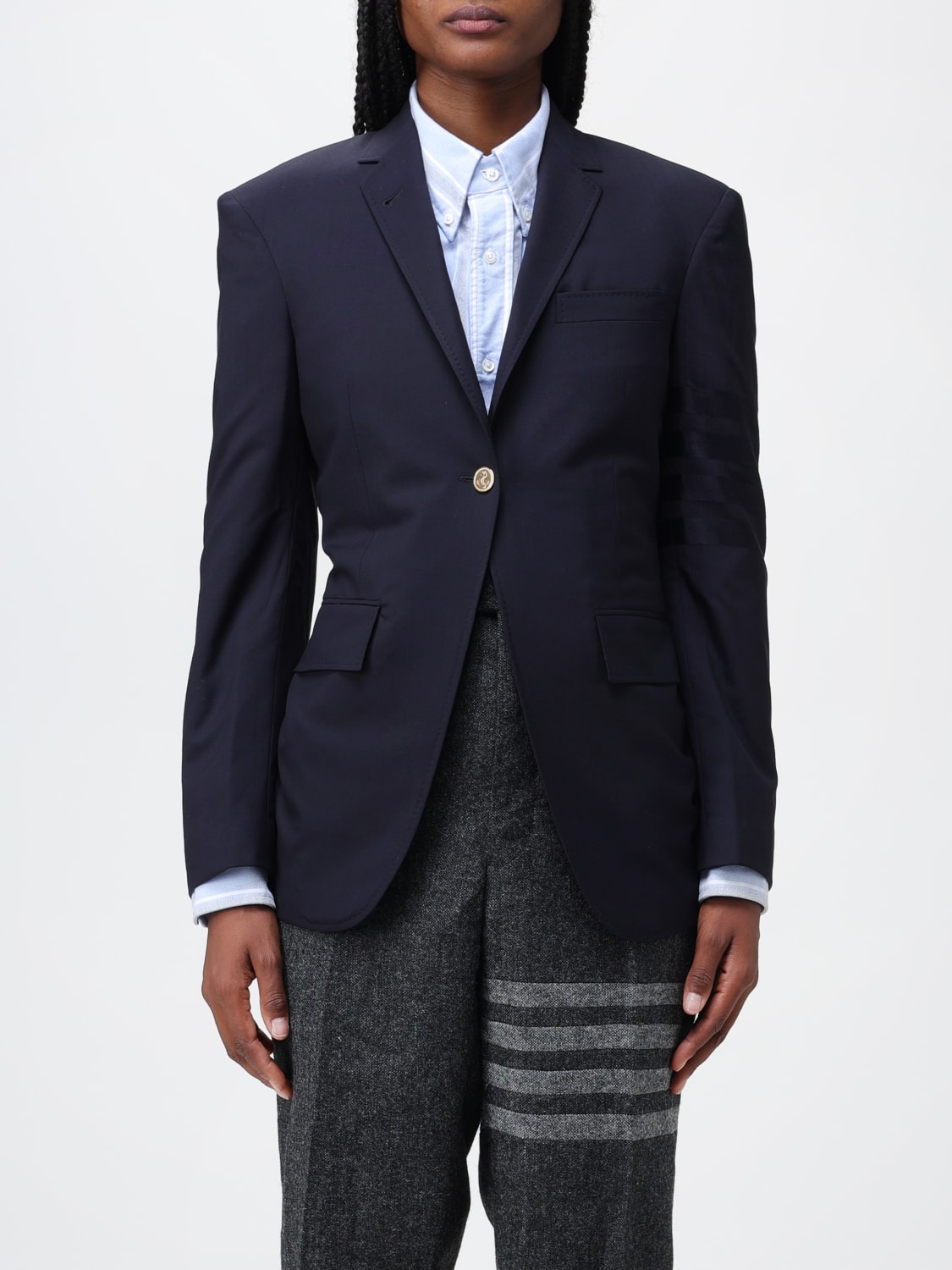 THOM BROWNE BLAZER: Blazer Thom Browne in lana, Blue - Img 1