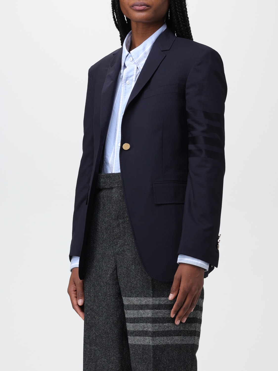 THOM BROWNE BLAZER: Blazer Thom Browne in lana, Blue - Img 4