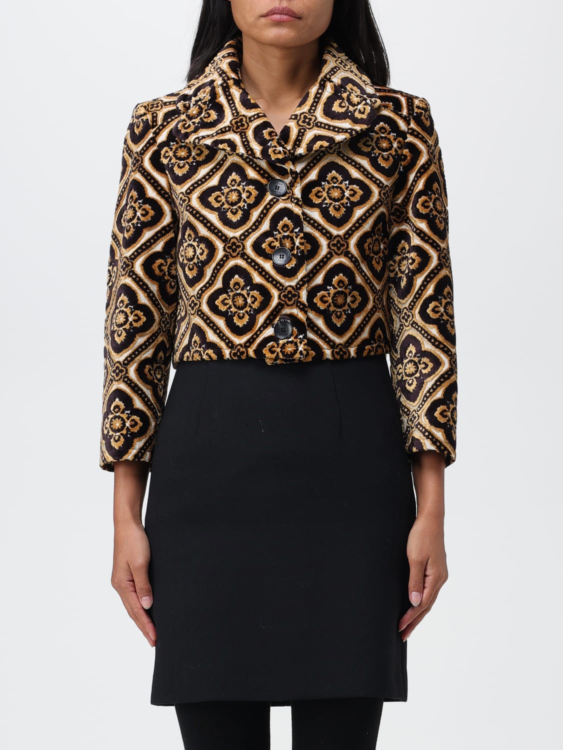 ETRO JACKET: Etro velvet jacket with jacquard pattern, Multicolor - Img 1