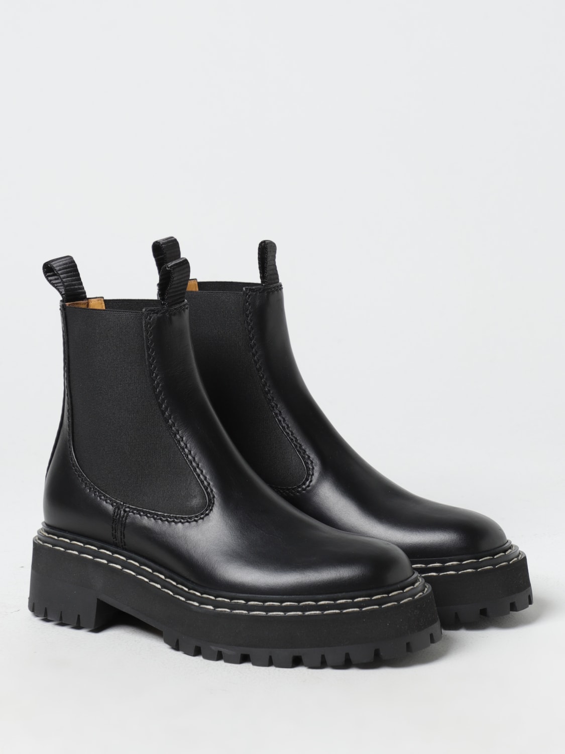 PROENZA SCHOULER FLAT ANKLE BOOTS: Proenza Schouler leather ankle boots, Black - Img 2