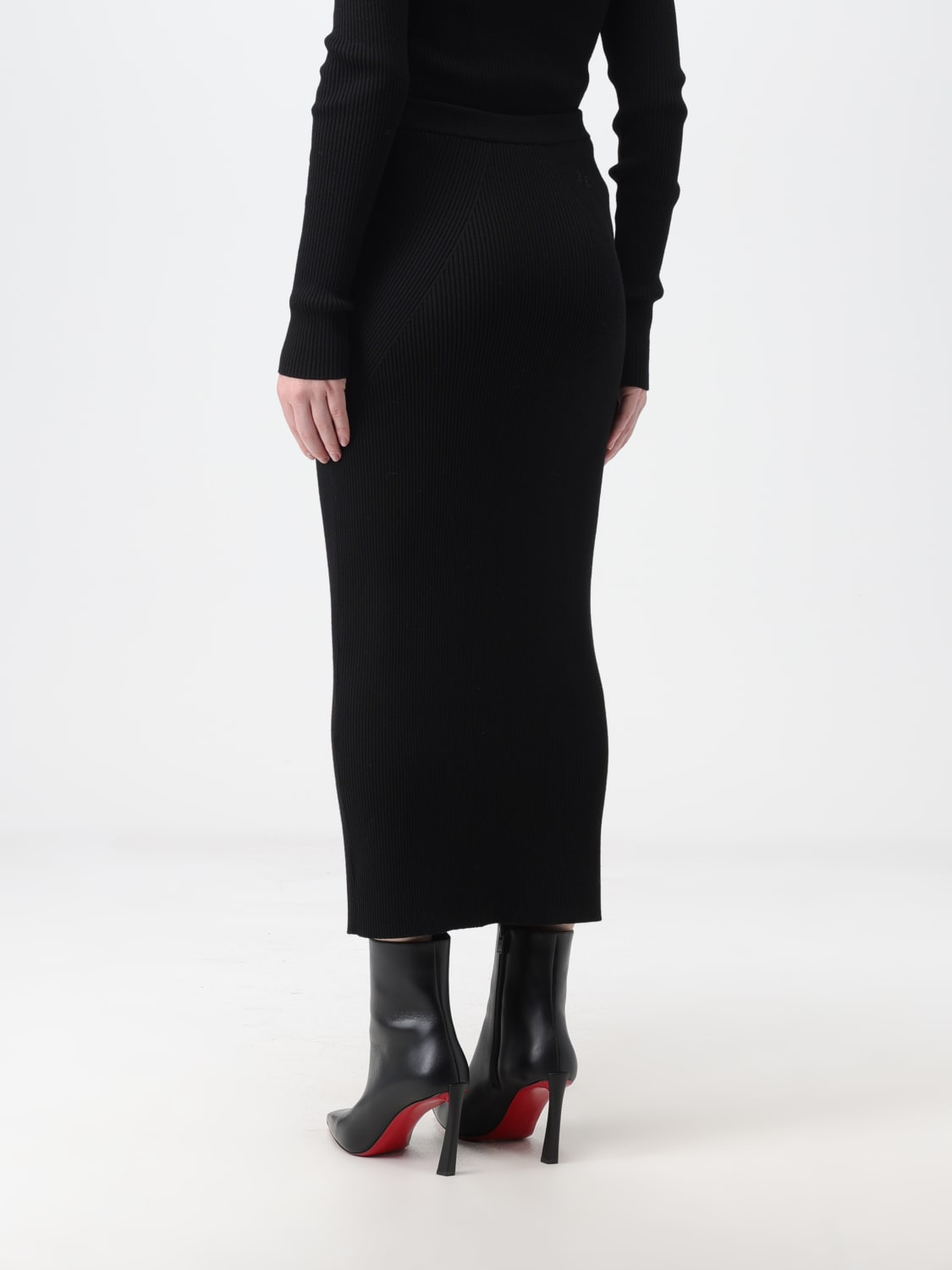 MCQUEEN SKIRT: Ribbed wool blend pencil skirt, Black - Img 3