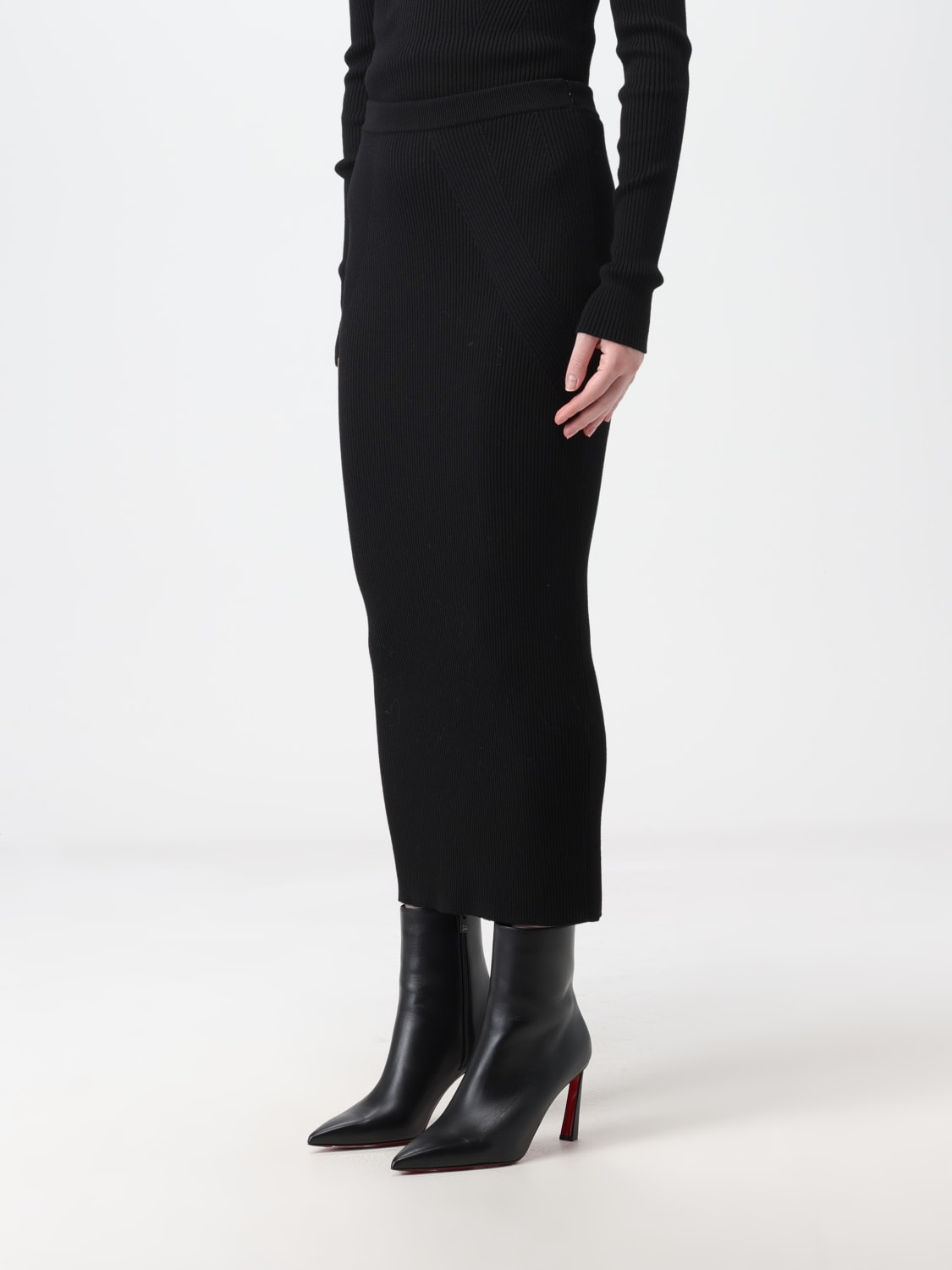 MCQUEEN SKIRT: Ribbed wool blend pencil skirt, Black - Img 4