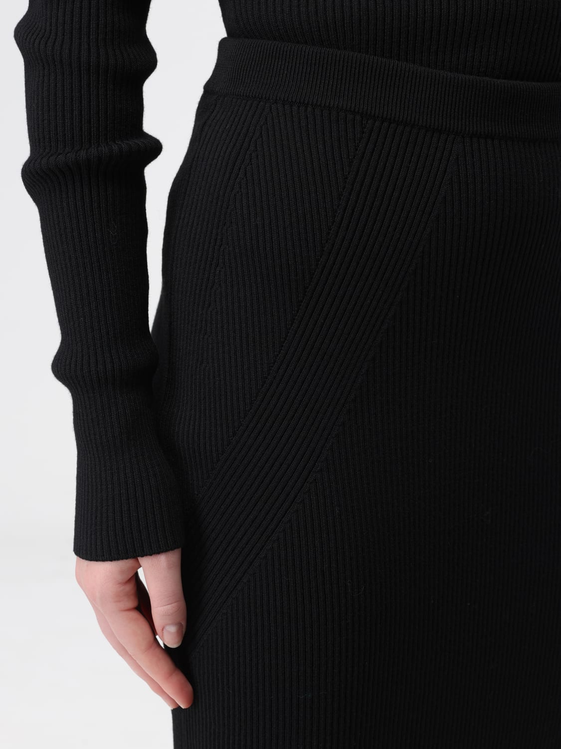 MCQUEEN SKIRT: Ribbed wool blend pencil skirt, Black - Img 5