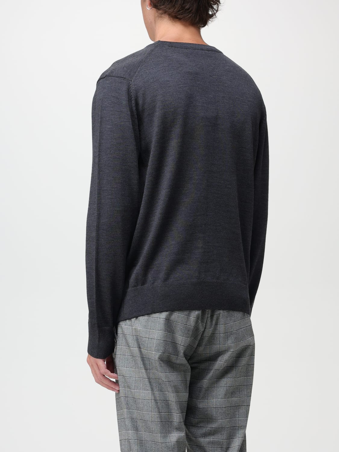 MAISON KITSUNÉ SWEATER: Maison Kitsuné wool sweater with patch, Charcoal - Img 2