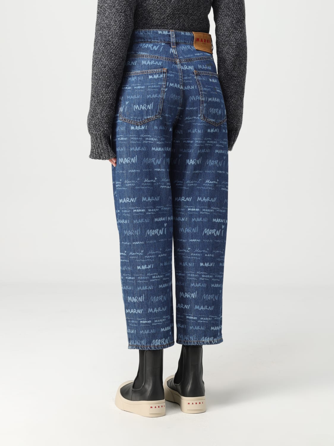 Marni denim jeans with all-over logo