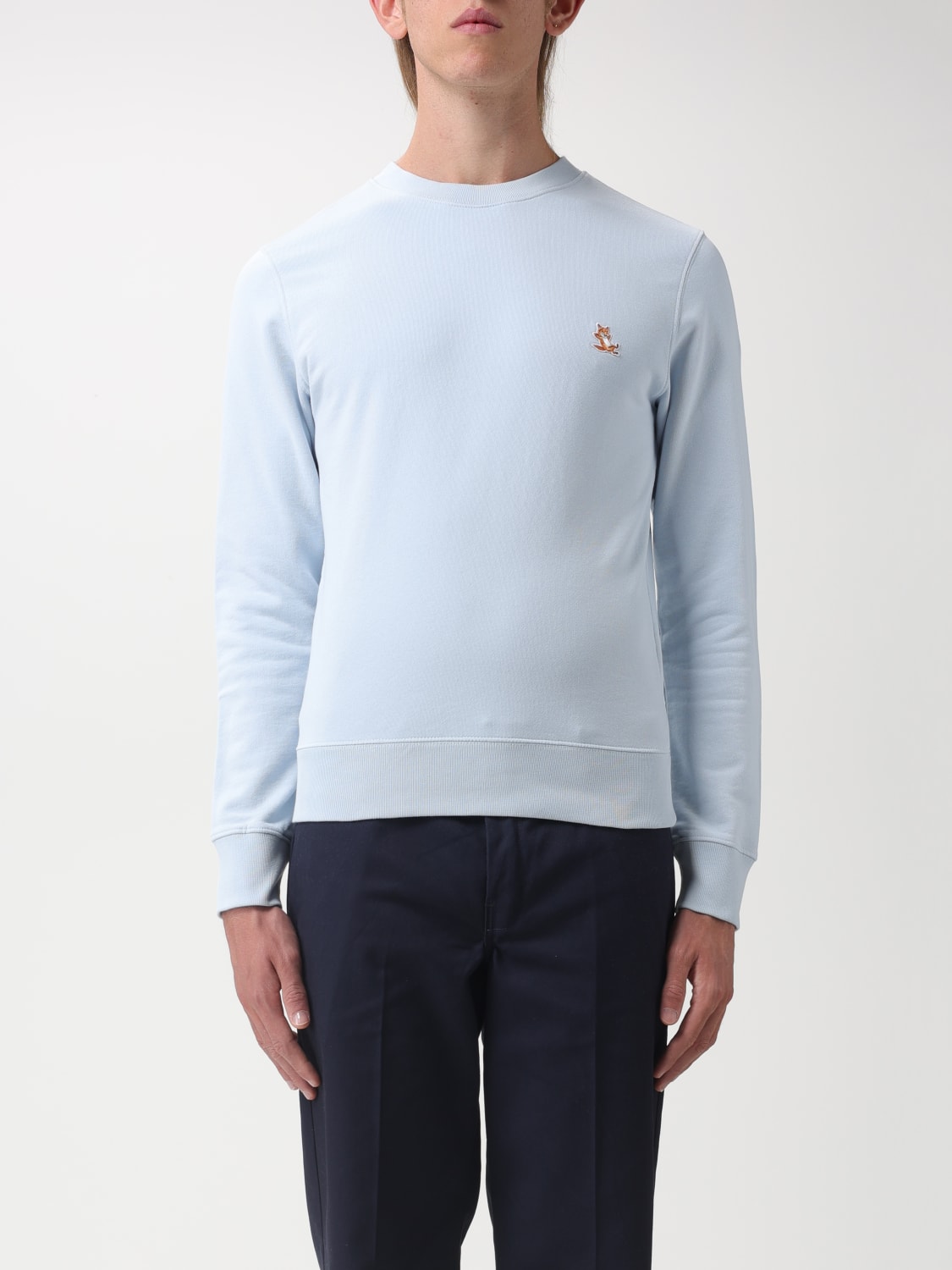 MAISON KITSUNÉ SWEATSHIRT: Maison Kitsuné sweatshirt in jersey with patch, Blue - Img 1