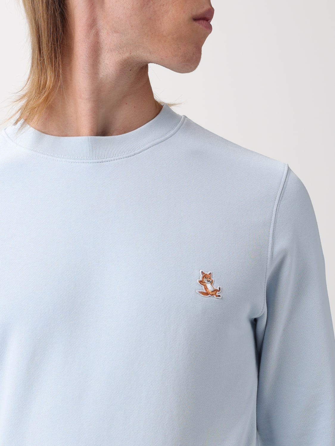 MAISON KITSUNÉ SWEATSHIRT: Maison Kitsuné sweatshirt in jersey with patch, Blue - Img 3