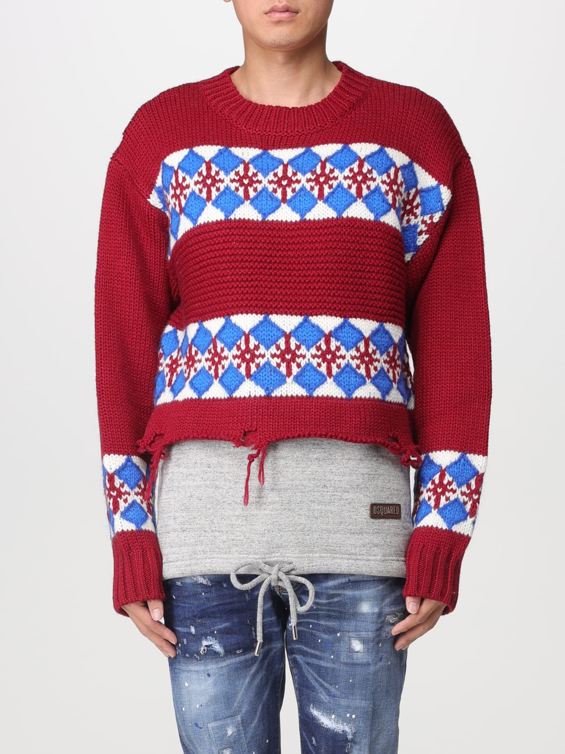 Dsquared2 Outlet Sweatshirt homme Rouge Pull Dsquared2 S71HA1224S18308 en ligne sur GIGLIO.COM