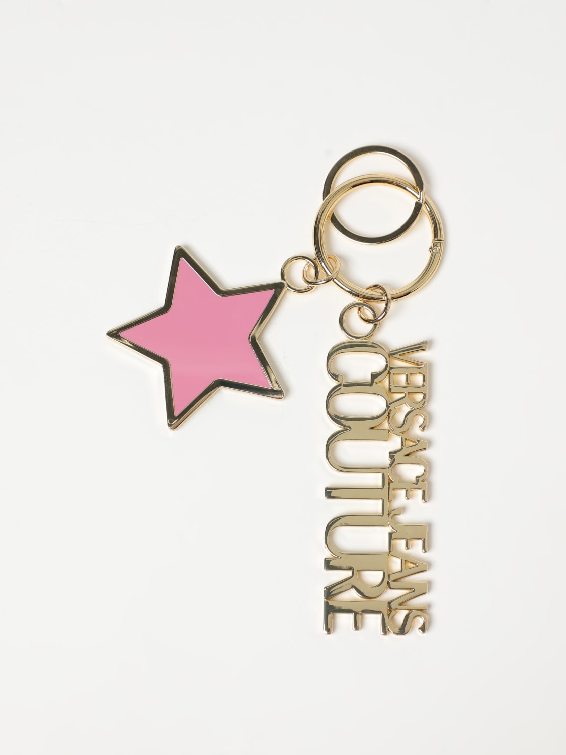 VERSACE JEANS COUTURE KEY CHAIN: Versace Jeans Couture key ring in metal with charm, Pink - Img 1