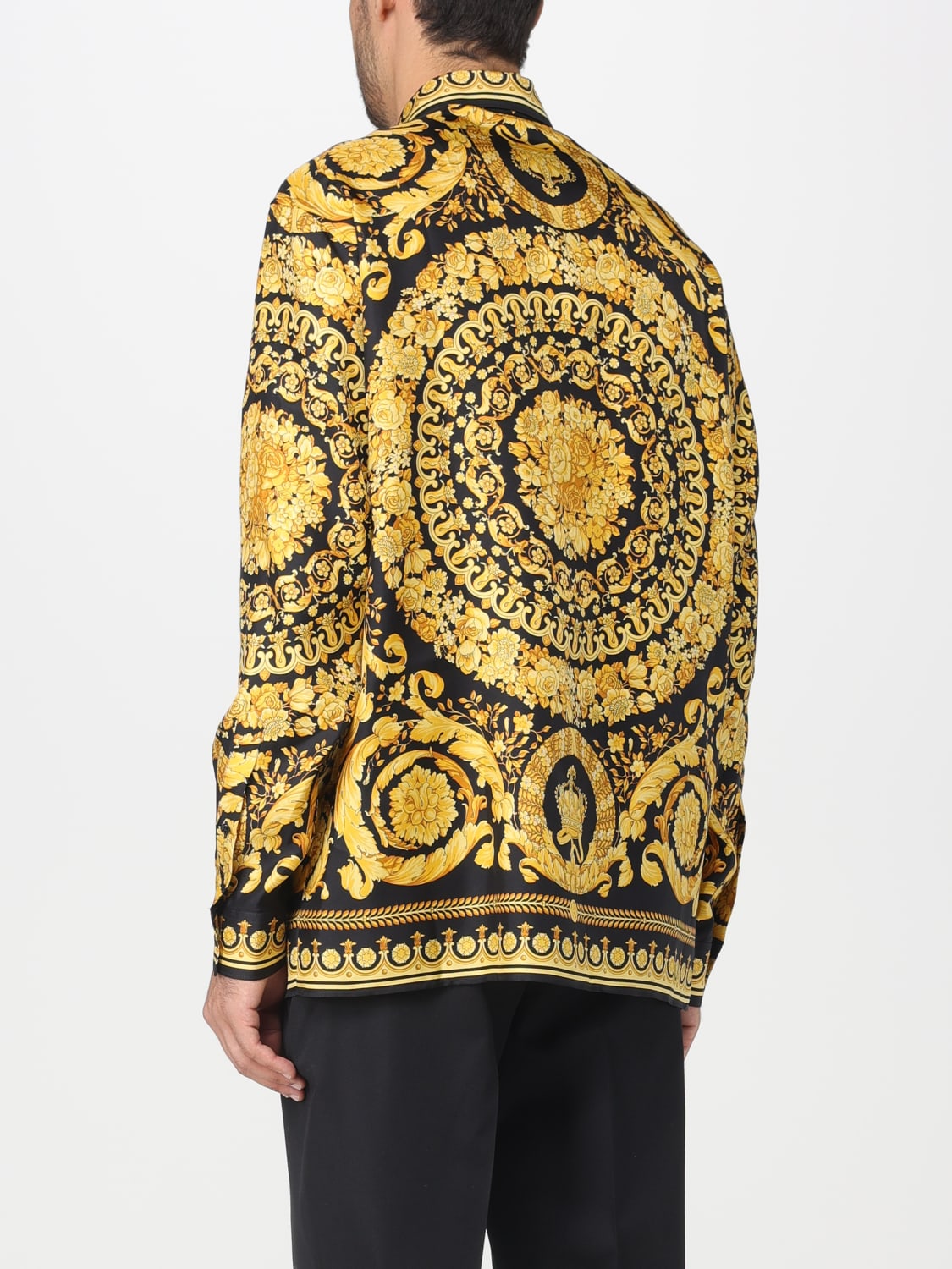 INFORMAL SHIRT VISCOSE SATIN FABRIC WITH HERITAGE PRINT for
