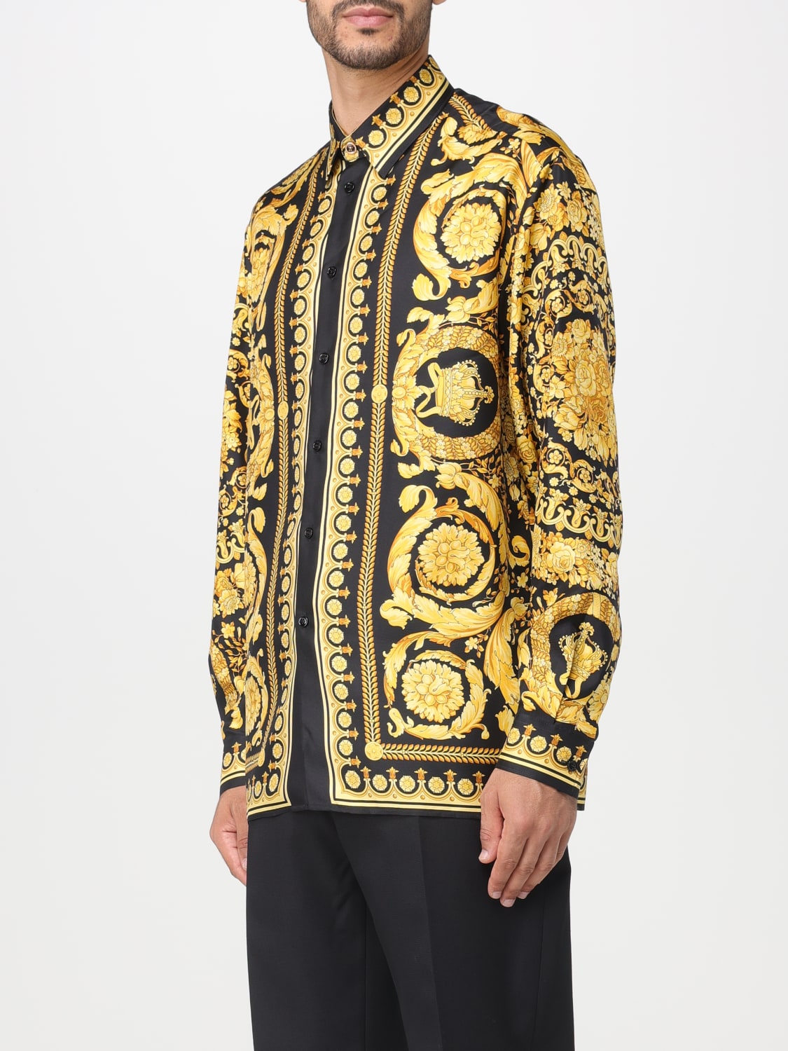 VERSACE: silk shirt - Black | Versace shirt 10039411A03044