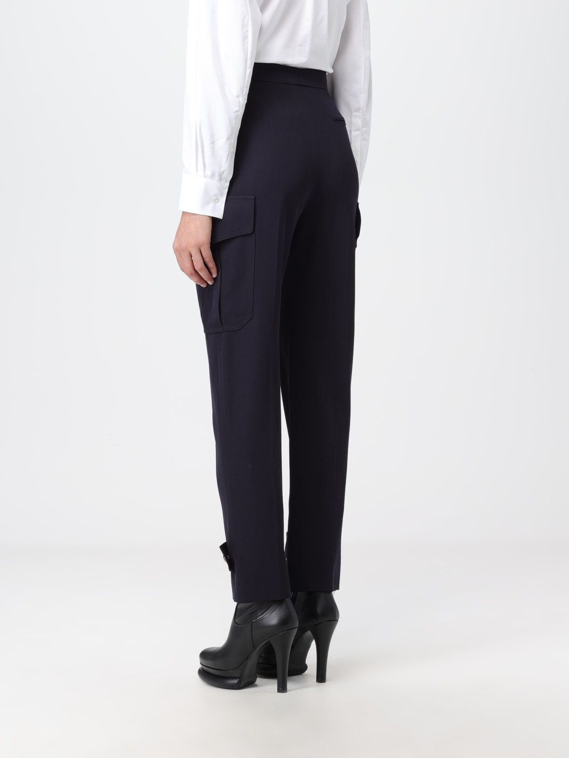 パンツ ALEXANDER MCQUEEN Women Straight Pants 754576QJACF4100 Blue Alexander McQueen Outlet: pants in wool and cotton - Navy
