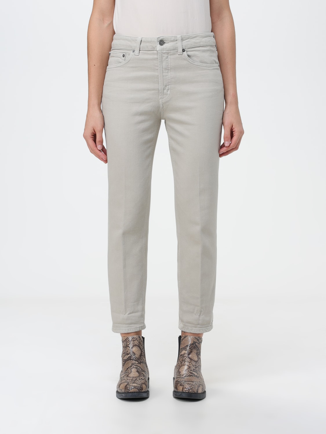 DONDUP PANTS: Dondup cropped pants in stretch cotton, Cream - Img 1