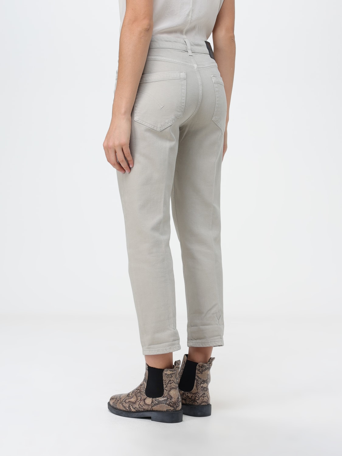 DONDUP PANTS: Dondup cropped pants in stretch cotton, Cream - Img 2