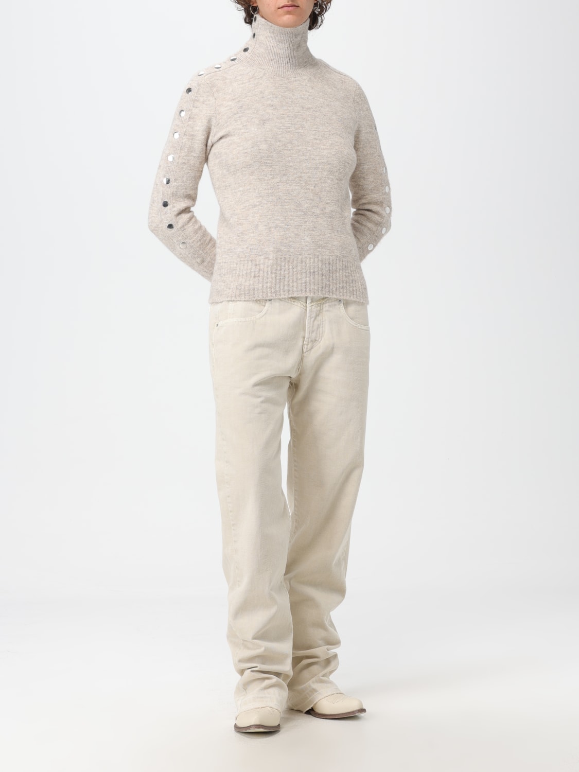 デニム・ジーパン ISABEL MARANT Woman Jeans Beige PA0209FAA4H13I 23EC Isabel Marant Outlet: jeans in denim - Beige | Isabel Marant