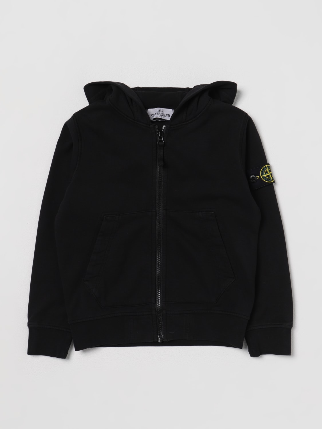 STONE ISLAND JUNIOR SWEATER: Stone Island Junior cotton sweatshirt, Black - Img 1