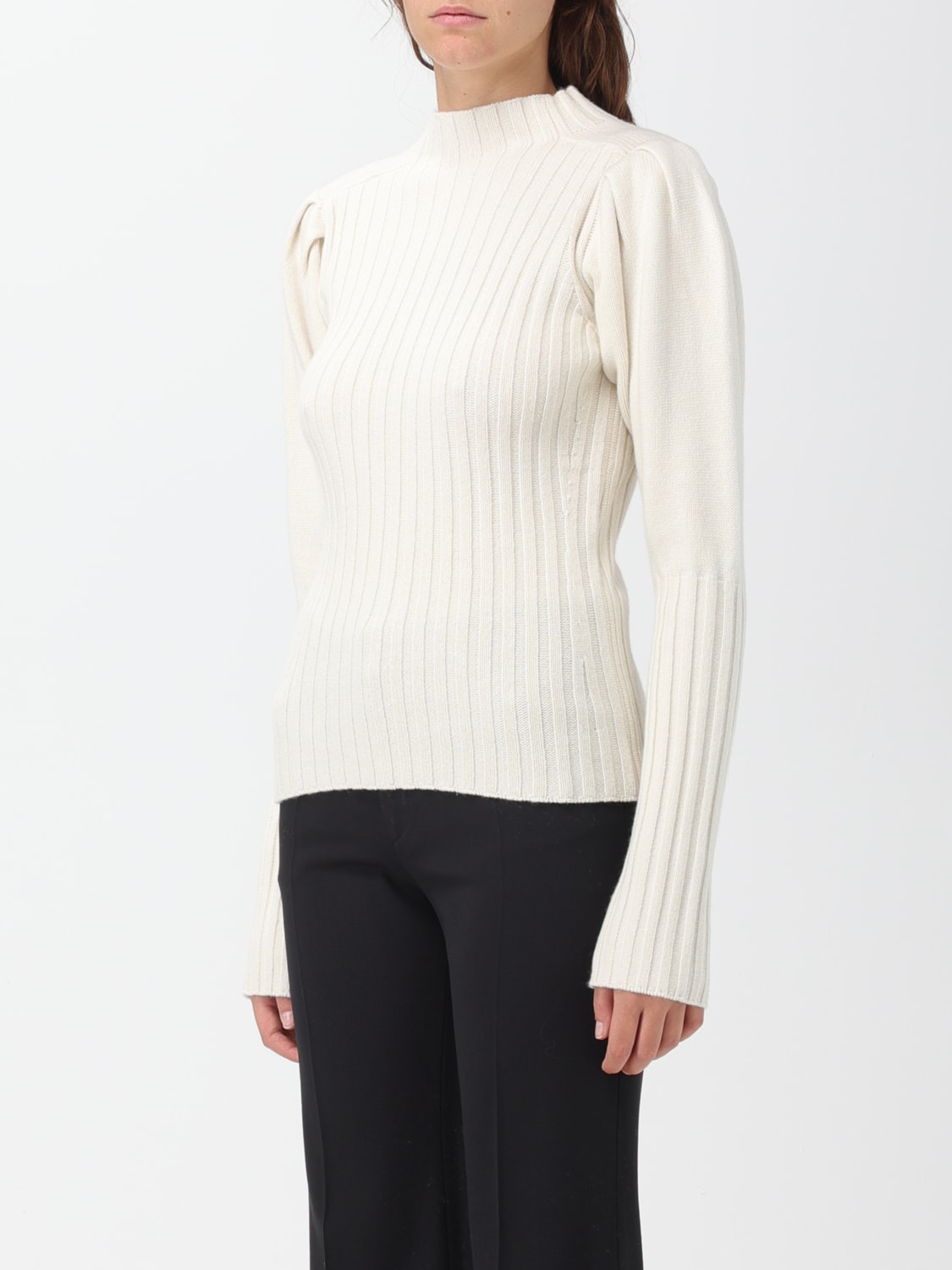 CHLOÉ MAGLIA: Maglione Chloé in lana a coste, Bianco - Img 4