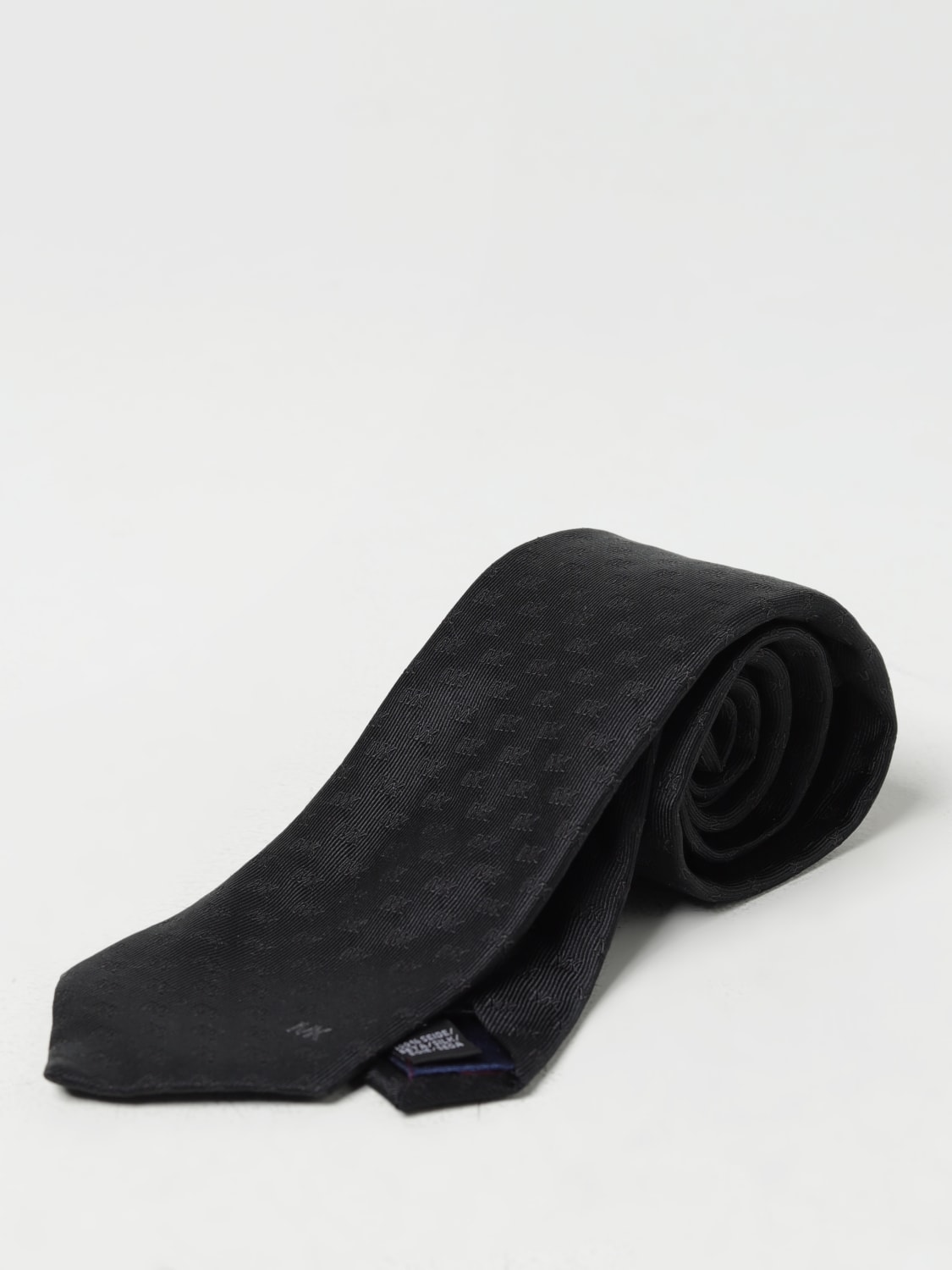 MICHAEL KORS TIE: Michael Kors silk tie with MK jacquard monogram, Black - Img 1