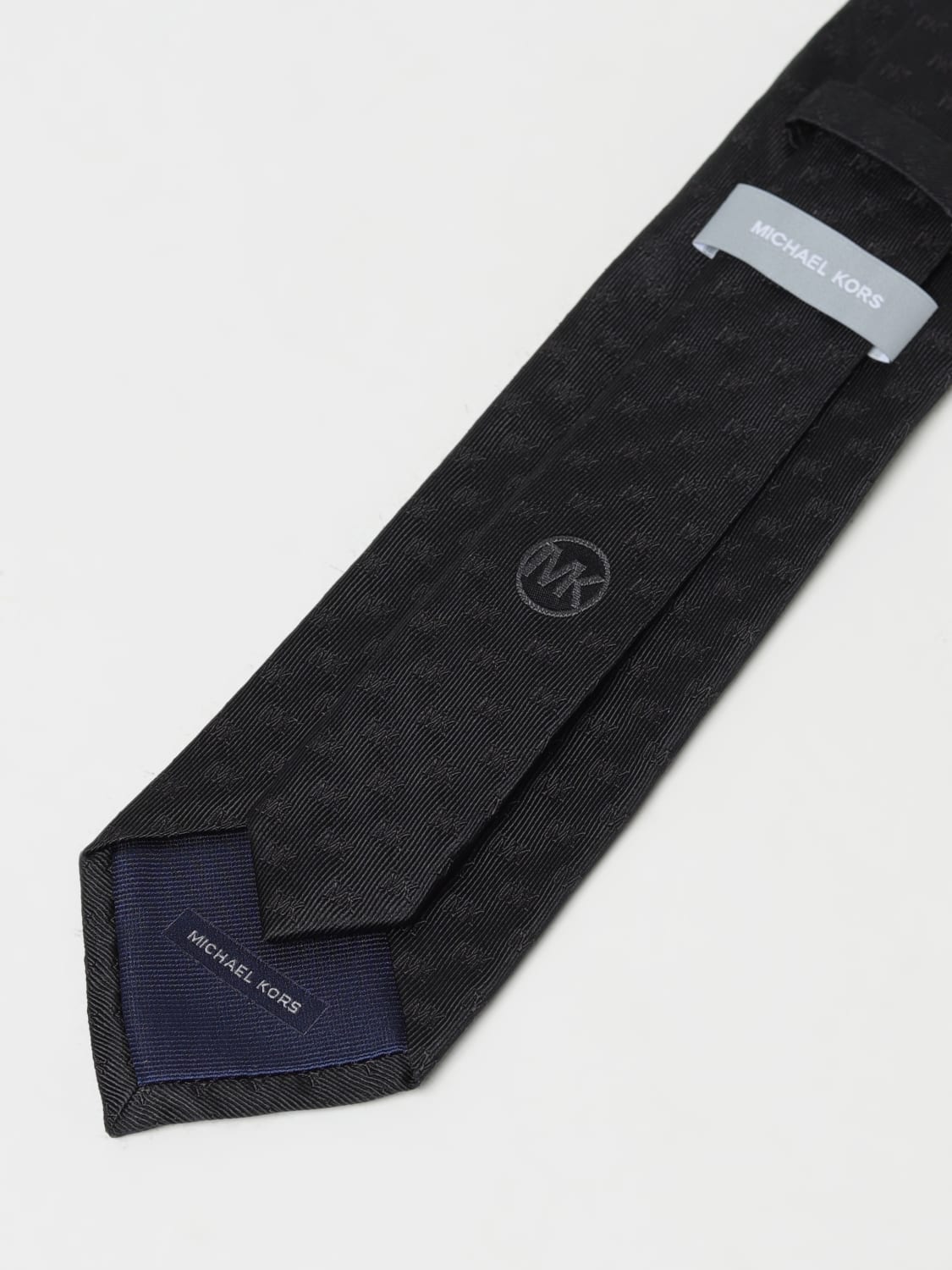 MICHAEL KORS TIE: Michael Kors silk tie with MK jacquard monogram, Black - Img 2
