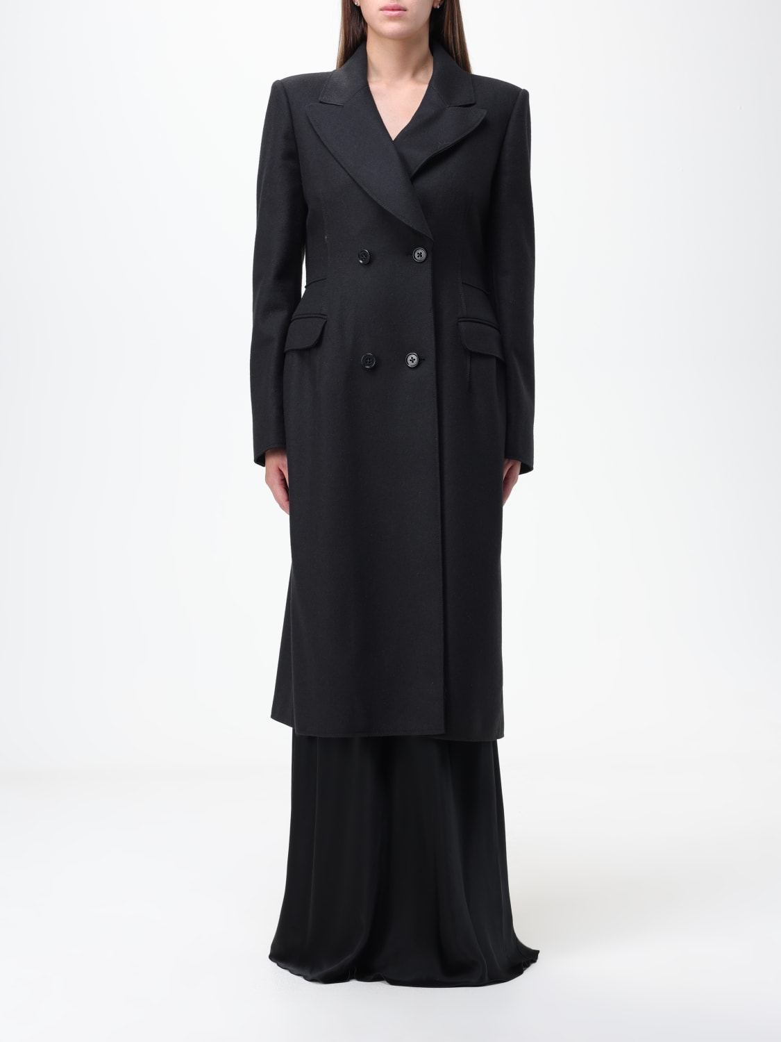 Alberta Ferretti notched-lapel double-breasted coat - Black