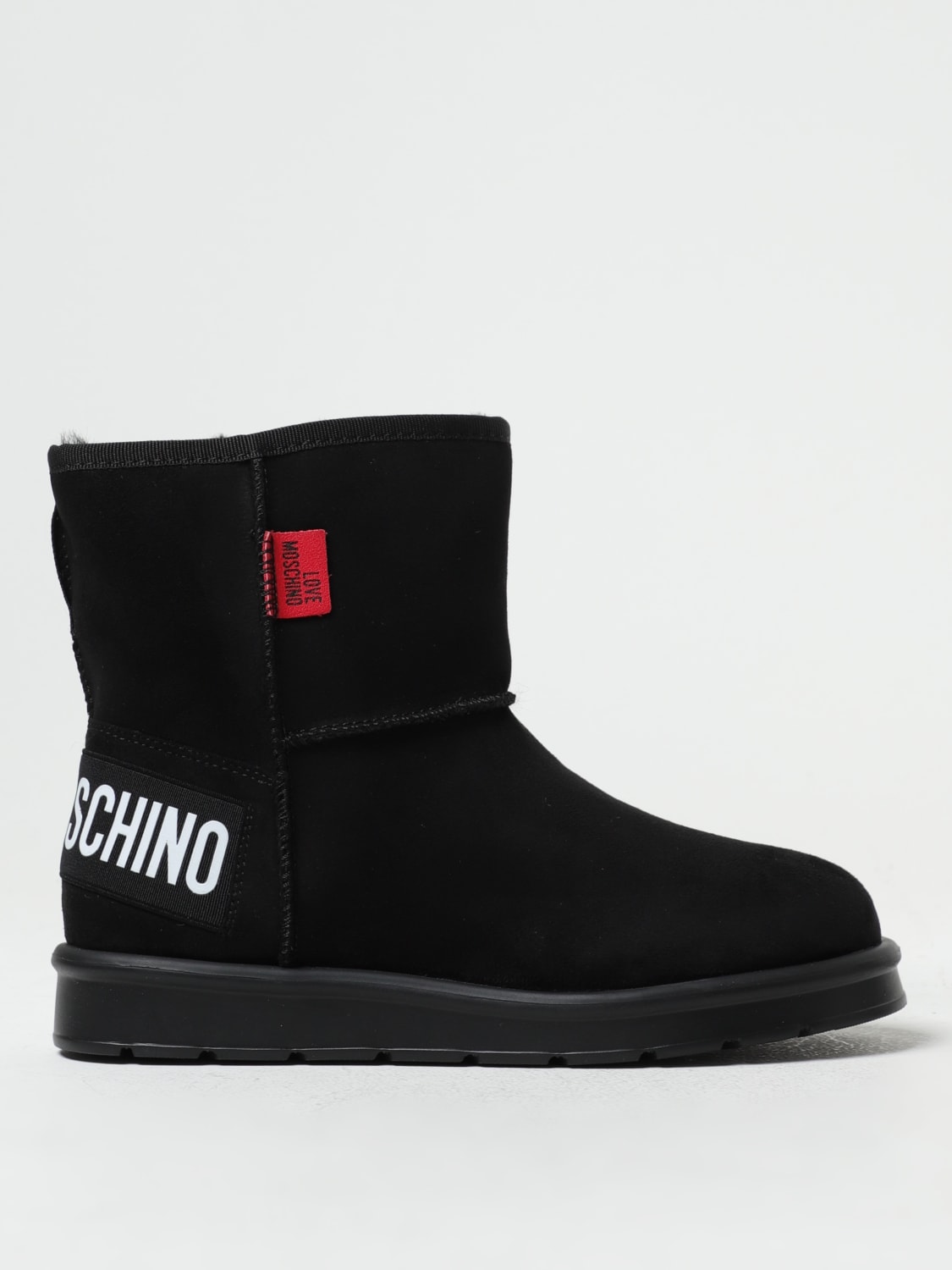 LOVE MOSCHINO ankle boot in synthetic suede Black Love Moschino flat ankle boots JA24423H0HJA5 online at GIGLIO.COM