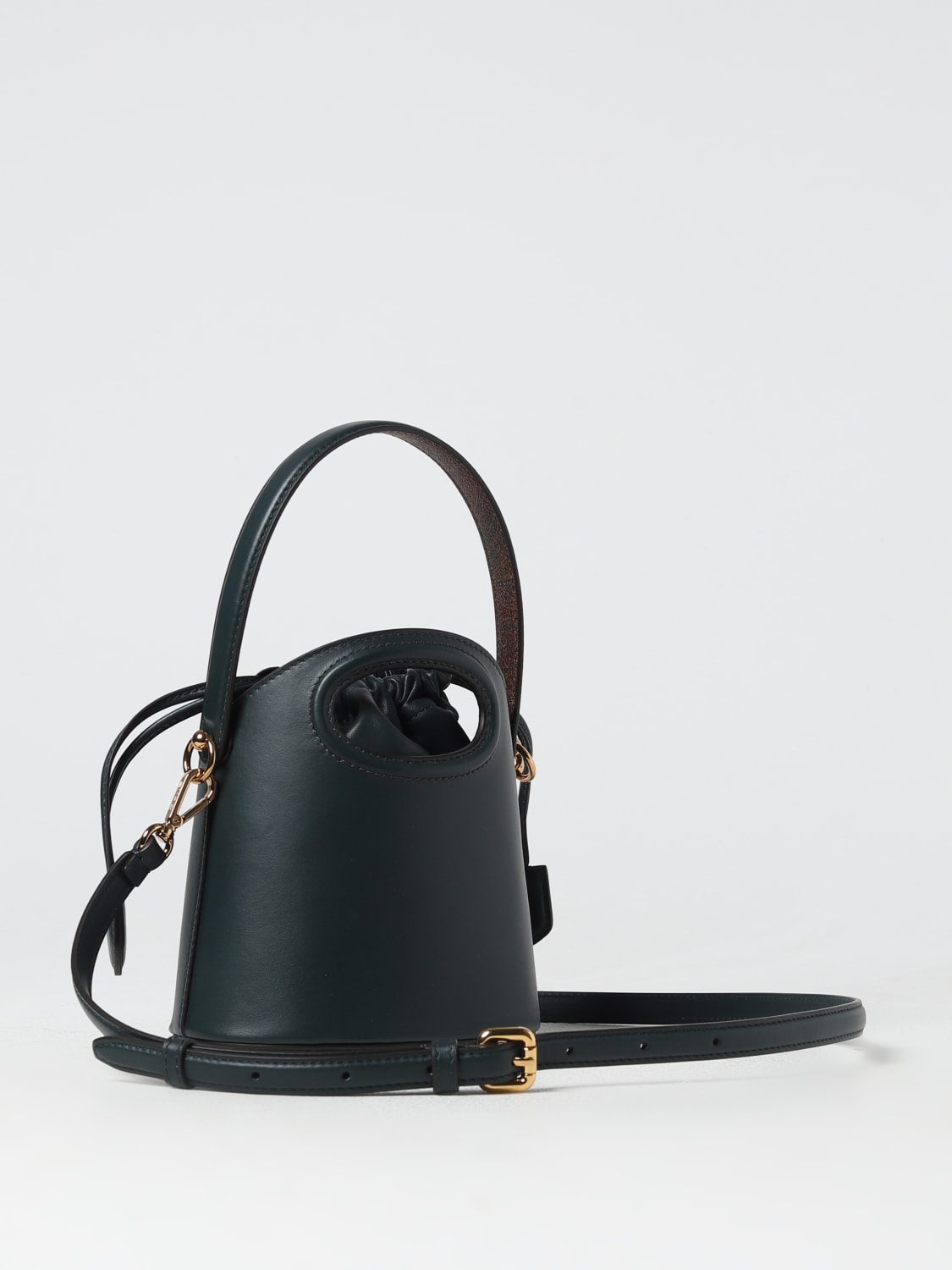 ETRO BORSA MINI: Borsa Saturno Etro in pelle, Verde - Img 2