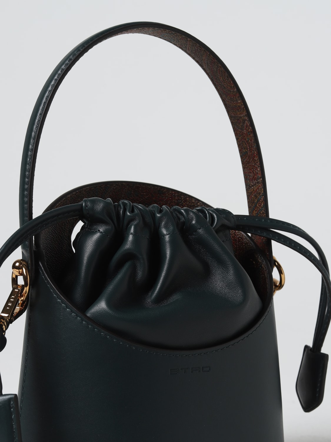 ETRO BORSA MINI: Borsa Saturno Etro in pelle, Verde - Img 3