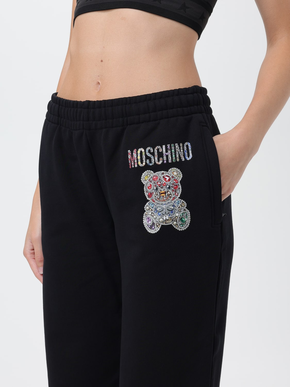 パンツ MOSCHINO COUTURE Woman Pants White 03305428 1001 Moschino Couture Outlet: pants in stretch cotton - Black