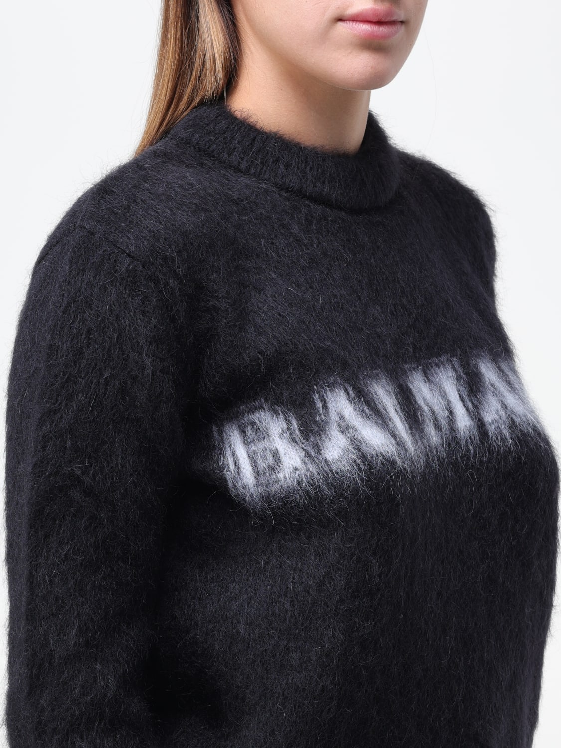 BALMAIN MAGLIA: Maglione Balmain in misto lana Mohair, Nero - Img 4