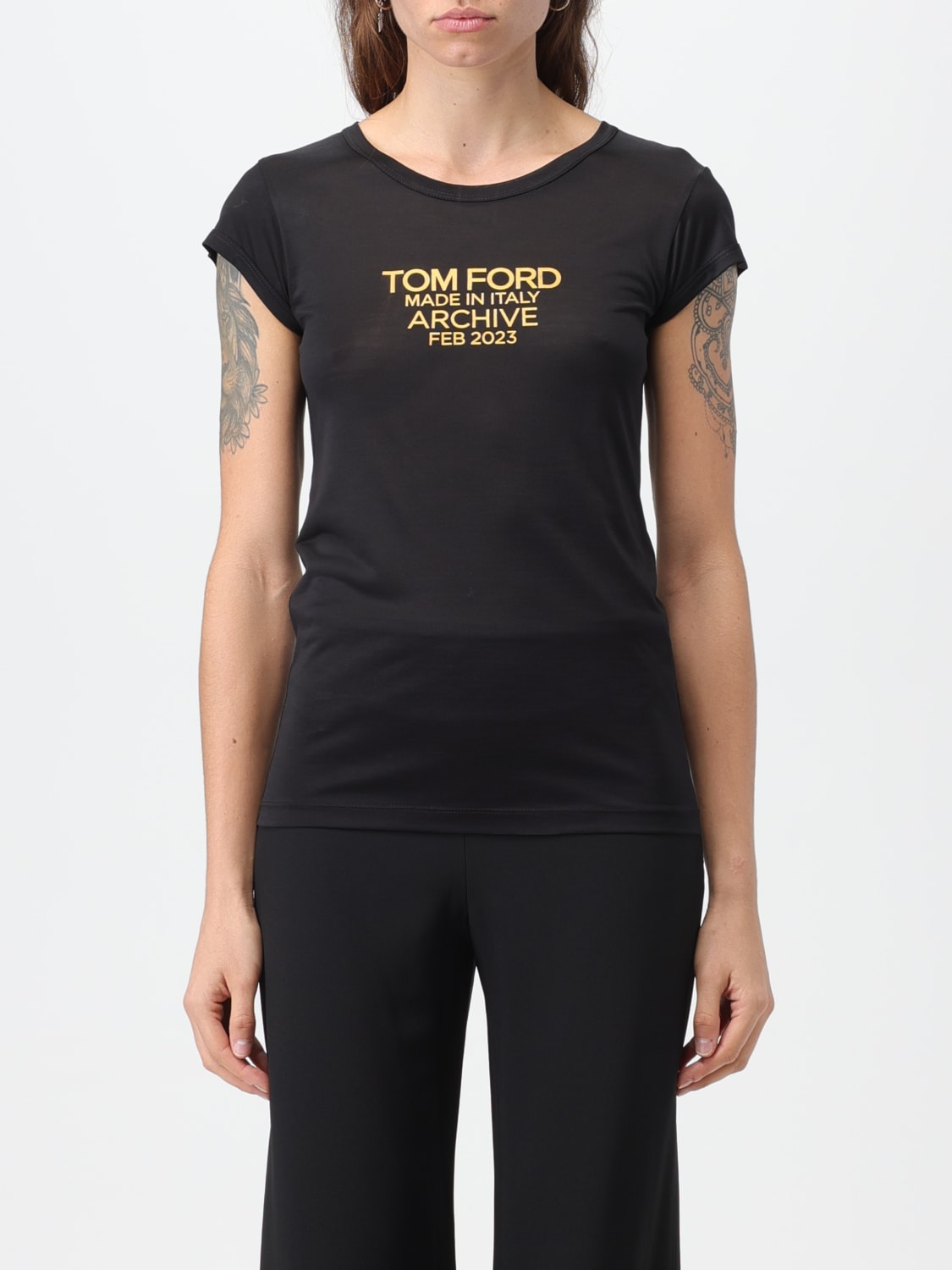 TOM FORD T-SHIRT: Tom Ford silk t-shirt, Black - Img 1