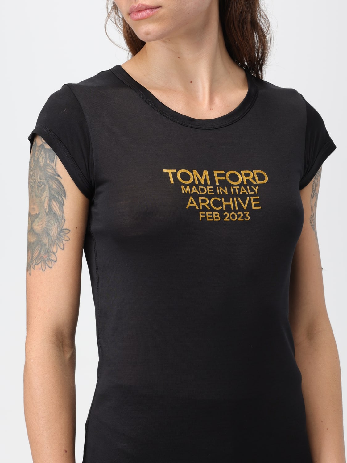 TOM FORD T-SHIRT: Tom Ford silk t-shirt, Black - Img 4
