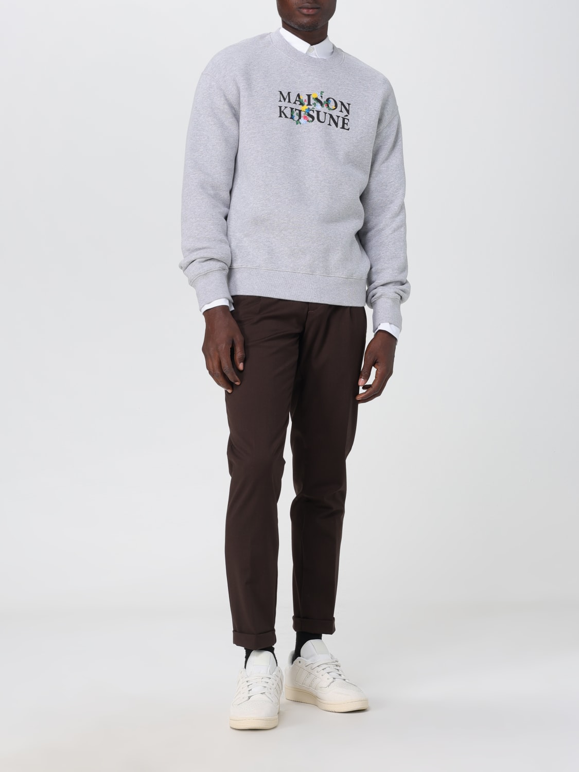 MAISON KITSUNÉ SWEATSHIRT: Maison Kitsuné cotton sweatshirt with logo and embroidery, Grey - Img 2