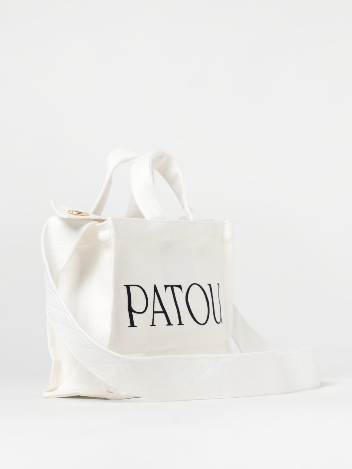 PATOU BORSA A MANO: Borsa Patou in tela di cotone, Bianco - Img 2