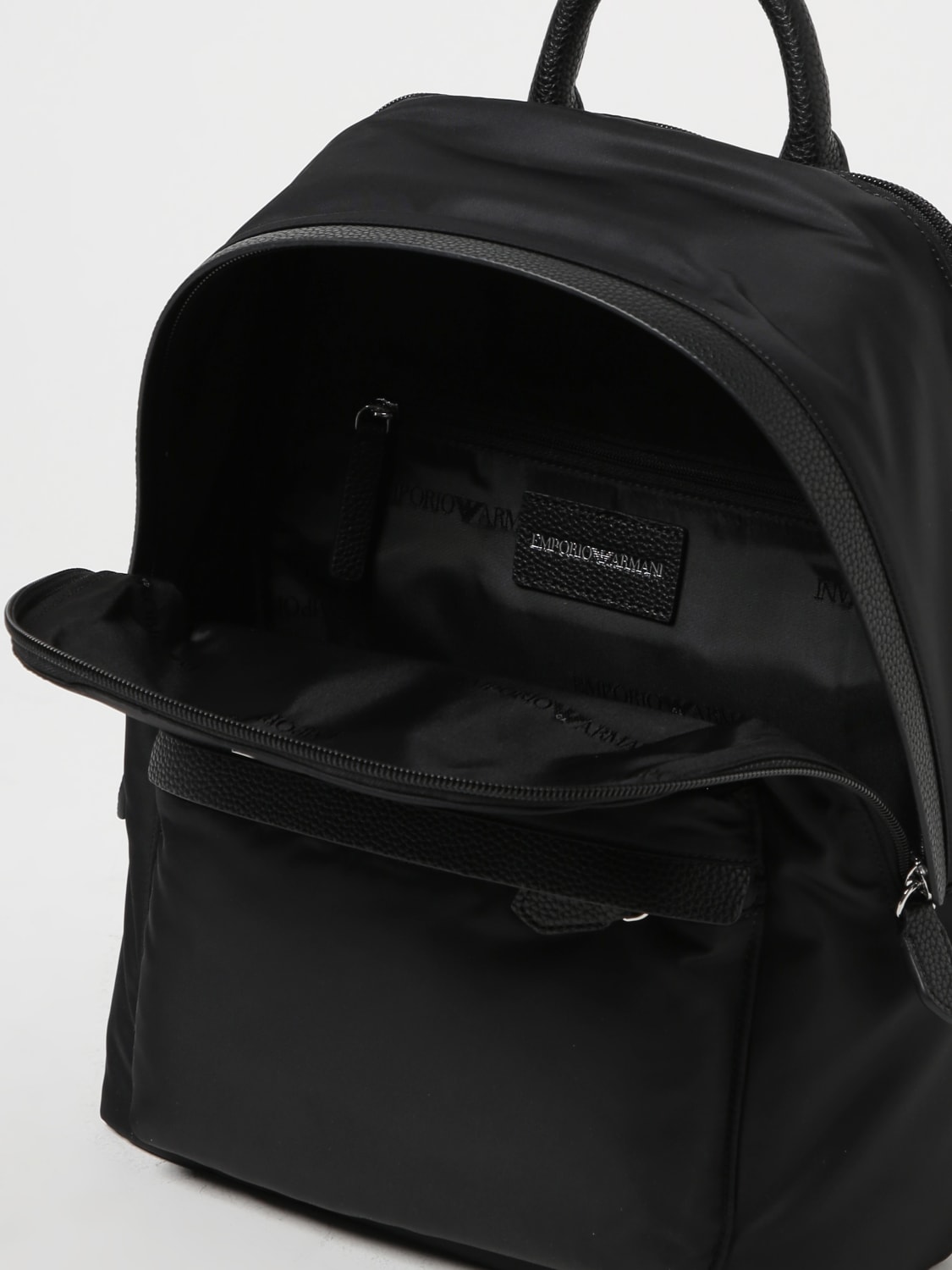 Emporio Armani Outlet Sustainability Values backpack in recycled nylon Black Emporio Armani backpack Y3L111YVL7E online at GIGLIO.COM