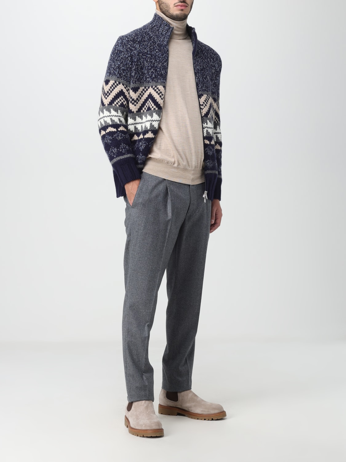 BRUNELLO CUCINELLI CARDIGAN: Brunello Cucinelli cashmere cardigan with inlaid pattern, Blue - Img 2