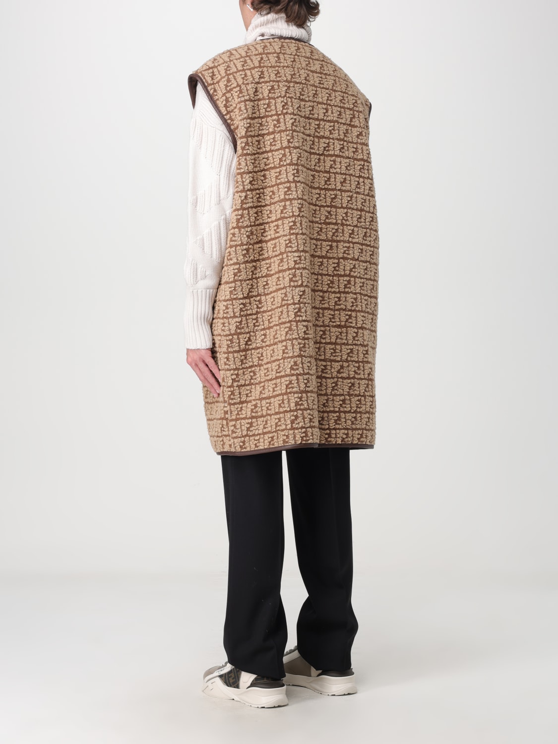 FENDI SUIT VEST: Fendi brown teddy waistcoat, Beige - Img 3