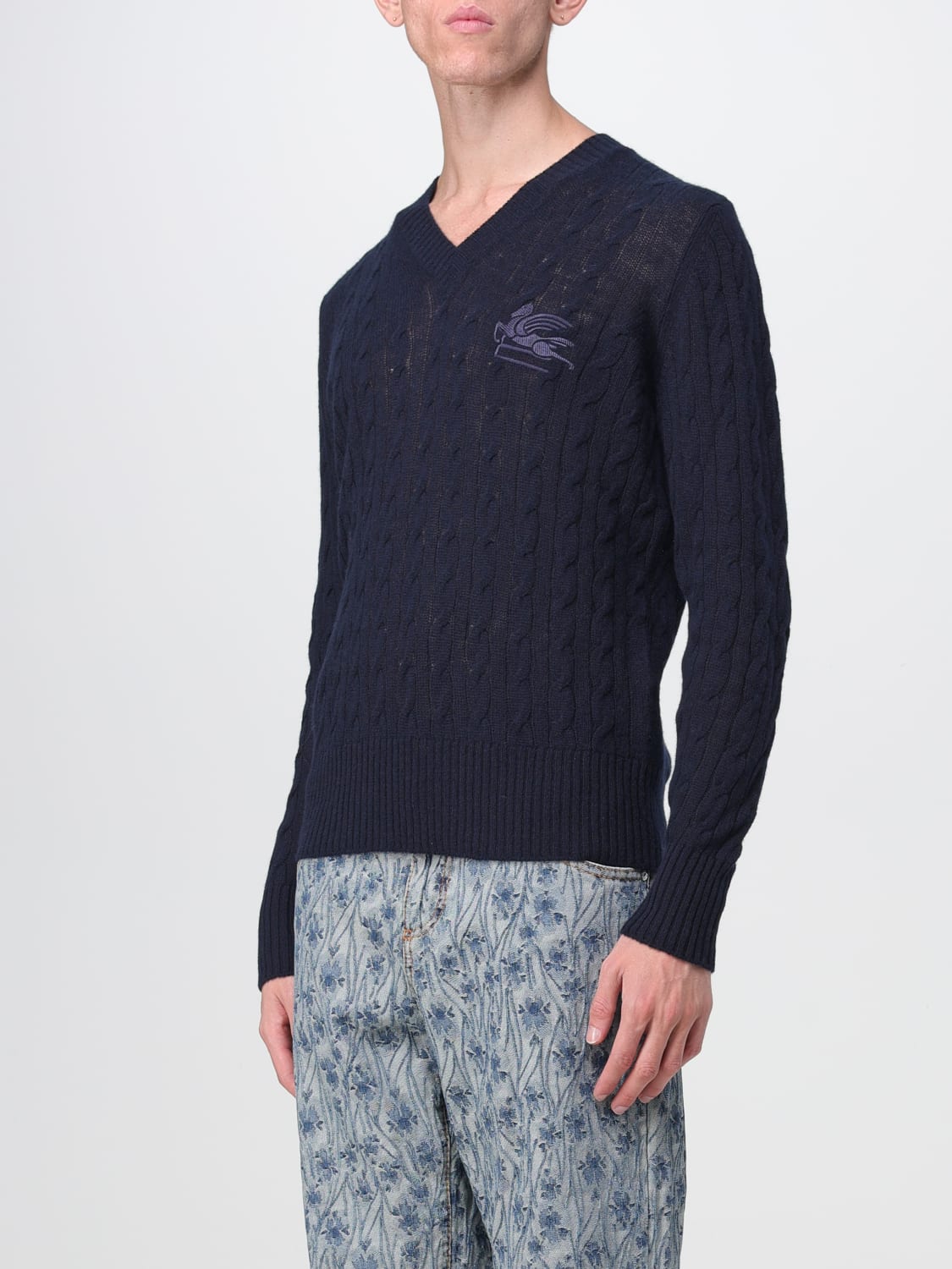 ETRO SWEATER: Etro cashmere sweater, Blue - Img 4