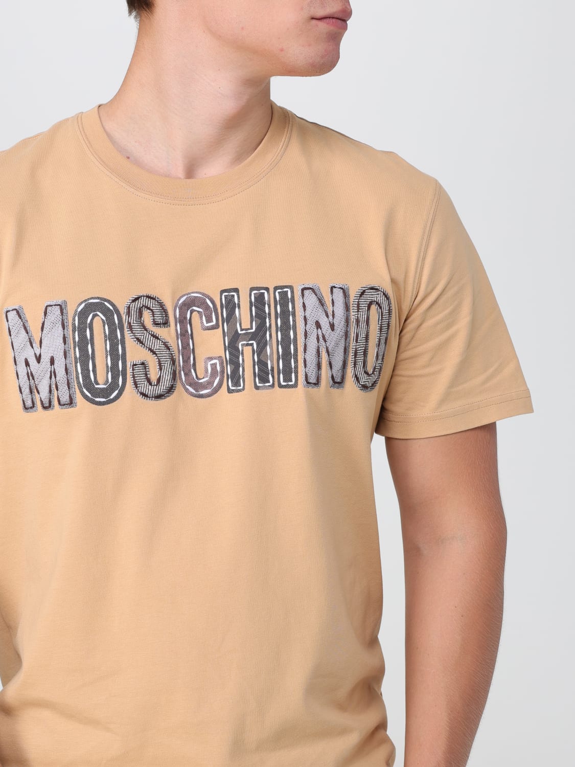 MOSCHINO COUTURE T-SHIRT: Moschino Couture cotton t-shirt with logo, Beige - Img 3